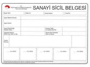 Sanayi Sicil Belgesi
